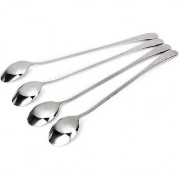Lot de 4 Cuillères à Café Tête Ronde Ultra-Longue
