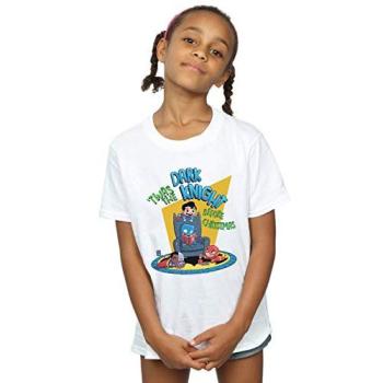 DC Comics Girl’s Super Friends Dark Knight Xmas Ready Cotton T-Shirt (White, 12‑13)