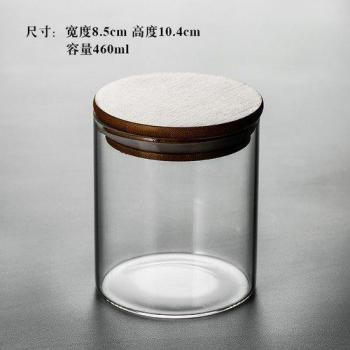 Contenedor de vidrio para té con tapa de madera