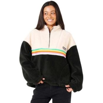 Rip Curl Forro Polar con Media Cremallera para Surf Revival en Talla XL, Color Negro/Off‑White