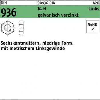 Galvanisch verzinkte Sechskantmutter M16-LH 14H