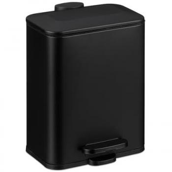 Relaxdays Black 5L: Papelera de Baño con Tapa y Pedal Extraíble