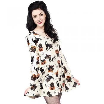 Ropa Noche de Bruja con Manga Larga y Encaje Retro