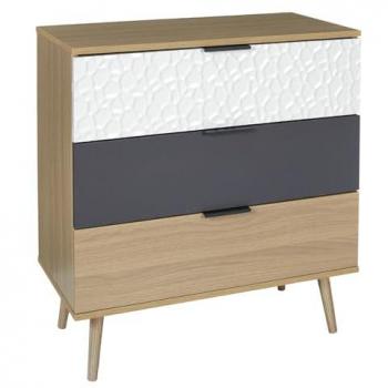 Commode en bois 3 tiroirs Multicolore 39x80x75cm