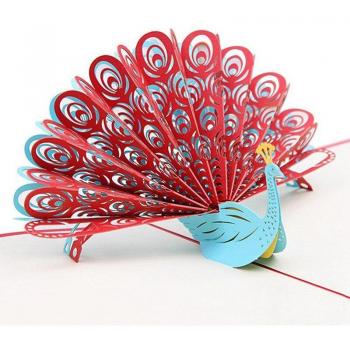 Majestic Peacock Joy Red Greeting Card