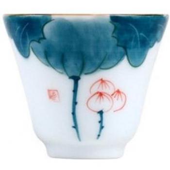 Lotus Hand-painted Kung Fu Tea Bowl Set