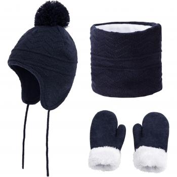 Kids Velvet Winter Hat and Scarf Set
