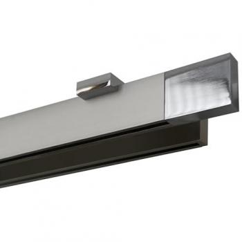 Gardinenstange GARESA FLAT, 2-läufig, L: 460 cm, silberfarben (vernickelt, chromfarben), Rechteckprofil, Deckenmontage, perfekter Lauf, modern, verlängerbar