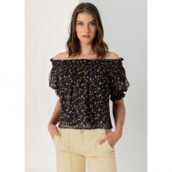Blusa Lois Jeans a Maniche Corti Multicolore XS