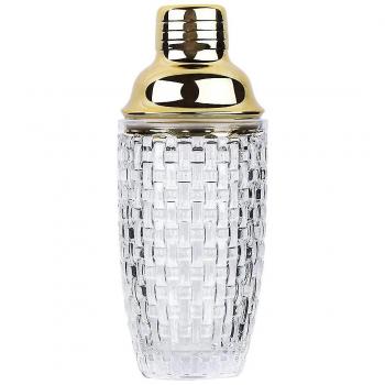 Juego de coctelera de vidrio con acabado dorado