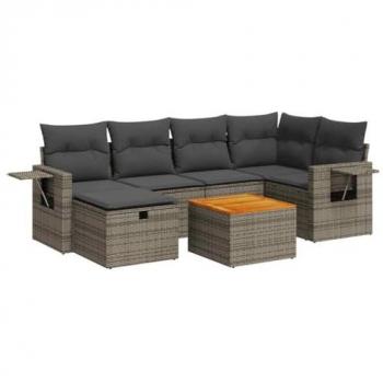 Vidaxl Set de sofás de jardín 7 pzas con cojines ratán sintético gris 905306