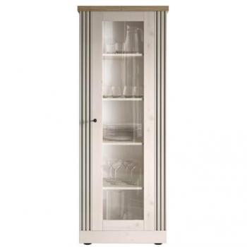 Vitrine 1 Porte Aspect Chêne Blanchi et Chêne Clair NASHVIL
