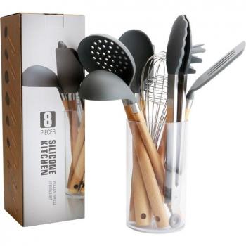 Ustensiles de cuisine antiadhésifs en silicone, 8 pièces