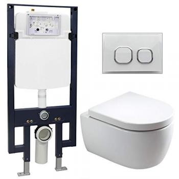 WC a Parete NT2039 con Sistema di Installazione G3008 e Placca di Comando in Vetro