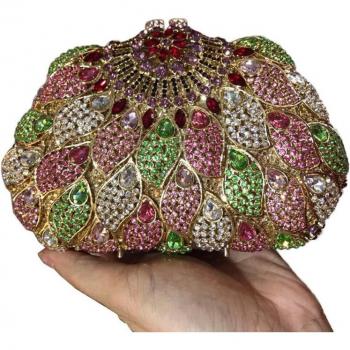 Crystal Evening Handbag with Imitation Diamond Chain