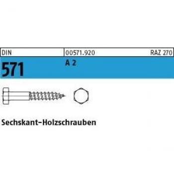 Sechskant-Holzschraube DIN 571 Edelstahl A2 6 x 80mm