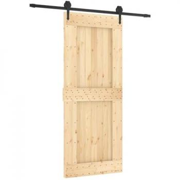 Sliding Door with Hardware Set 85x210 cm Solid Pine