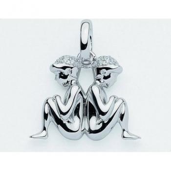 Zwillings-Sternzeichen‑Halskette „ADELIA'S“ – silberfarben, 925 g Silber, Zirkonia‑Details