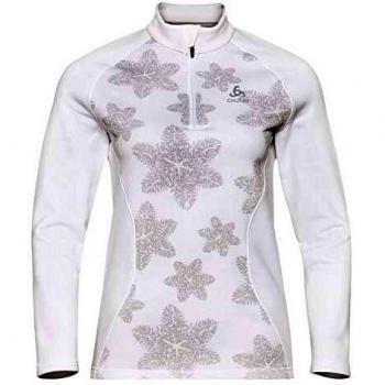 Odlo Midlayer 1/2 Zip Snowcross-White/AOP Fw19, Pullover Femme, 293081-70732, Blanc/AOP fw19, XS