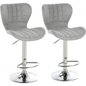 Bar Seating Homcom – Ensemble de deux tabourets réglables 59‑81 cm, rotation 360°, couleur gris lin