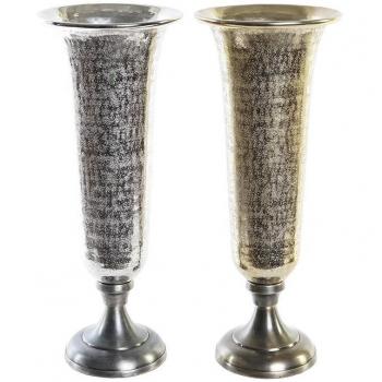 Vase en aluminium doré argenté 20 x 20 x 51 cm
