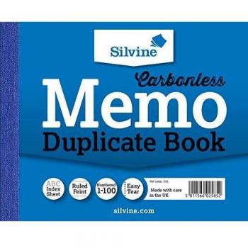 Silvine Carbonless Duplicate Memo Book 102x127mm Pack of 12 703-T