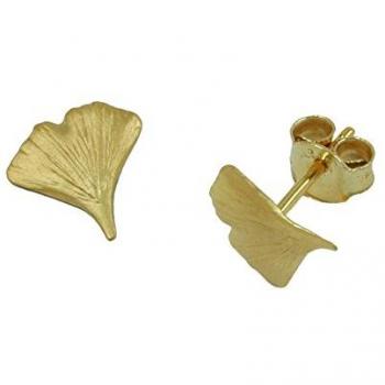Ginkgoblatt Ohrringe 9mm matt 9Kt GOLD