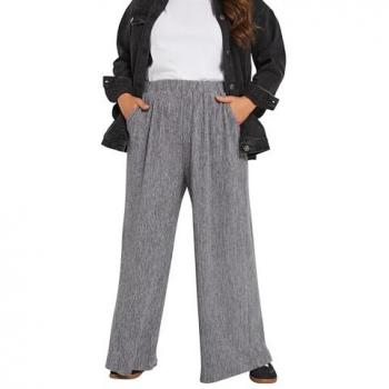 Yours – Weite Plissierhose für Damen in Grau