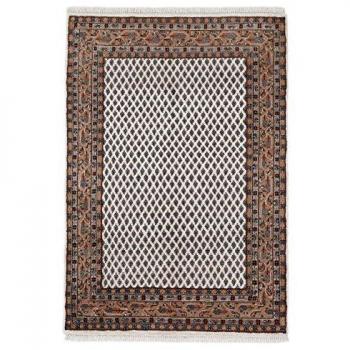 Brown‑White Wool Floor Covering, Hand‑Knotted Rectangle 120×180 cm
