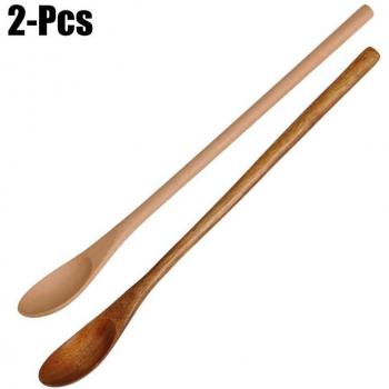 Juego de 2 cucharas de mango largo, ideal para tazas y cafés