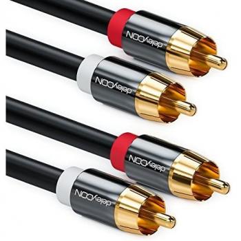 DeleyCON Hochwertiges 5m Stereo Cinch Kabel mit Doppelsteckern