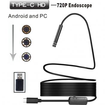 5M USB/Typ-C Inspektionsendoskop 5,5mm mit 8 LEDs IP67 wasserdicht