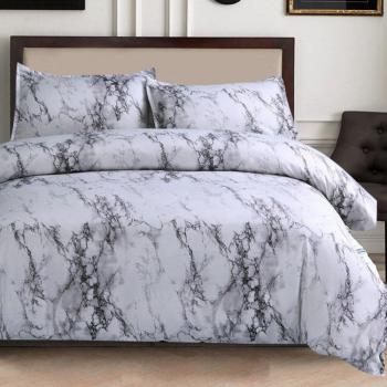 Queen Size Marble Design Soft Microfiber Bedding Set
