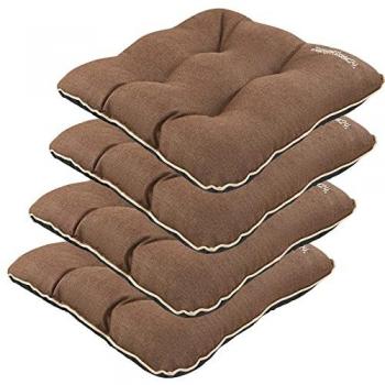 Lot 4 Coussins Jardin « Soleil Marron » – 45 × 45 cm – Imperméable, lin de qualité
