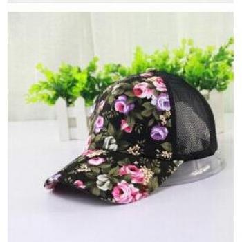 Korean Floral Print Adjustable Baseball Cap