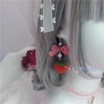 Aro de Fresa Dulce para Lolita con Lazo Rojo y Clip Duckbill