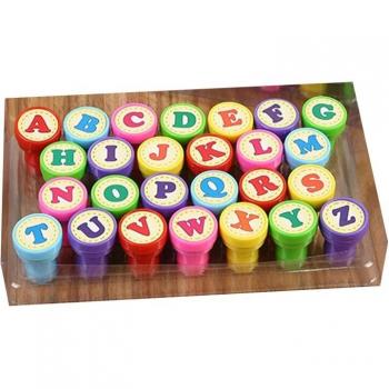 Plaque de tampons en relief alphanumérique ronde avec encreur intégré, 26 caractères, pour loisirs créatifs