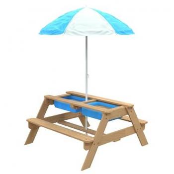 Mesa de picnic de madera para niños con sombrilla