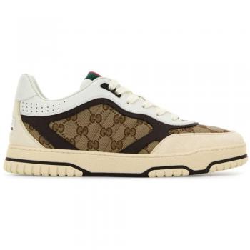 Gucci White Canvas Sneakers with Web-Stripe for Men, Size 9