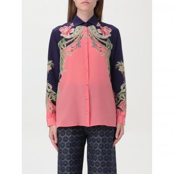 Etro Corallo Seta Camicia a Fiore 42