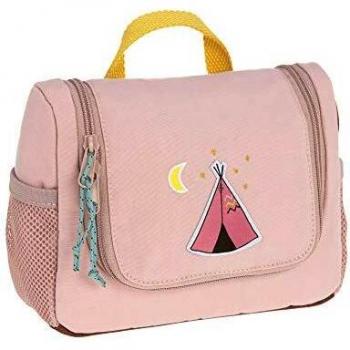 LÄSSIG Kinder Kulturtasche Waschbeutel Waschtasche Kulturbeutel zum Hängen, 20 cm/Mini Washbag Adventure Tipi, Altrosa