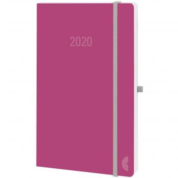 Chronoplan 50990 Buchkalender 2020, A6 Softcover (1 Woche/2 Seiten), rot rose