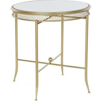 DKD Home Decor Mesa Auxiliar 56 x 56 x 56 cm Espejo Dorado Desgastado