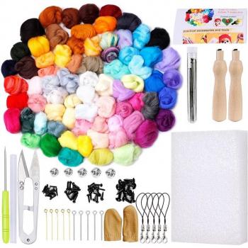 Nonvor 72 Colors DIY Wool Felting Tools