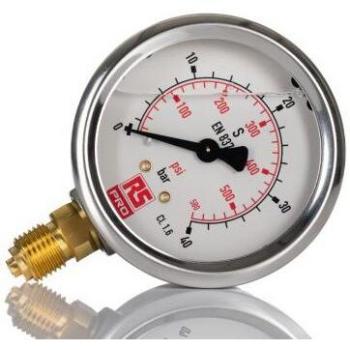 RS PRO Misuratore pressione 0-40 bar, cavo G 1/4, custodia Ø C, colore argento