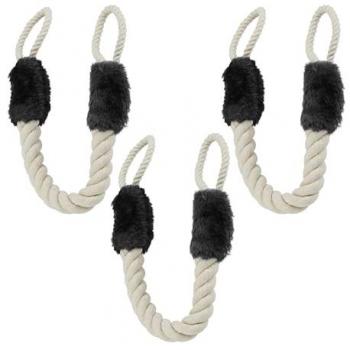 Fermaporta a Corda Set di 3, Lunghezza 60 cm, Paracolpi per Maniglia, Sicurezza Bambini e Animali, Beige e Nero