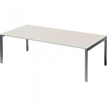 Cito Chefarbeitsplatz/Konferenztisch, (H x B x T) 650-850 x 2400 x 1200 mm, U-Fuß-Gestell, höhenverstellbar, grauweiß/silber