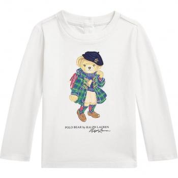 Camiseta de Algodón para Niña con Oso Polo
