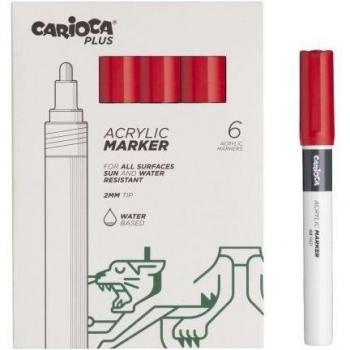 Carioca Plus Marcadores Acrílicos 6x2mm Color Rojo