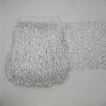 20CM Long Polyester Sequin Tassel Fringe Lace Trim Ribbon for Dress and Curtain Accessories